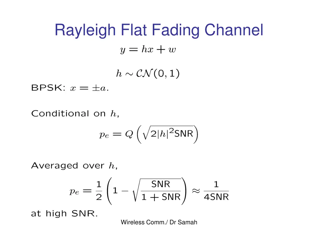 rayleigh flat fading channel