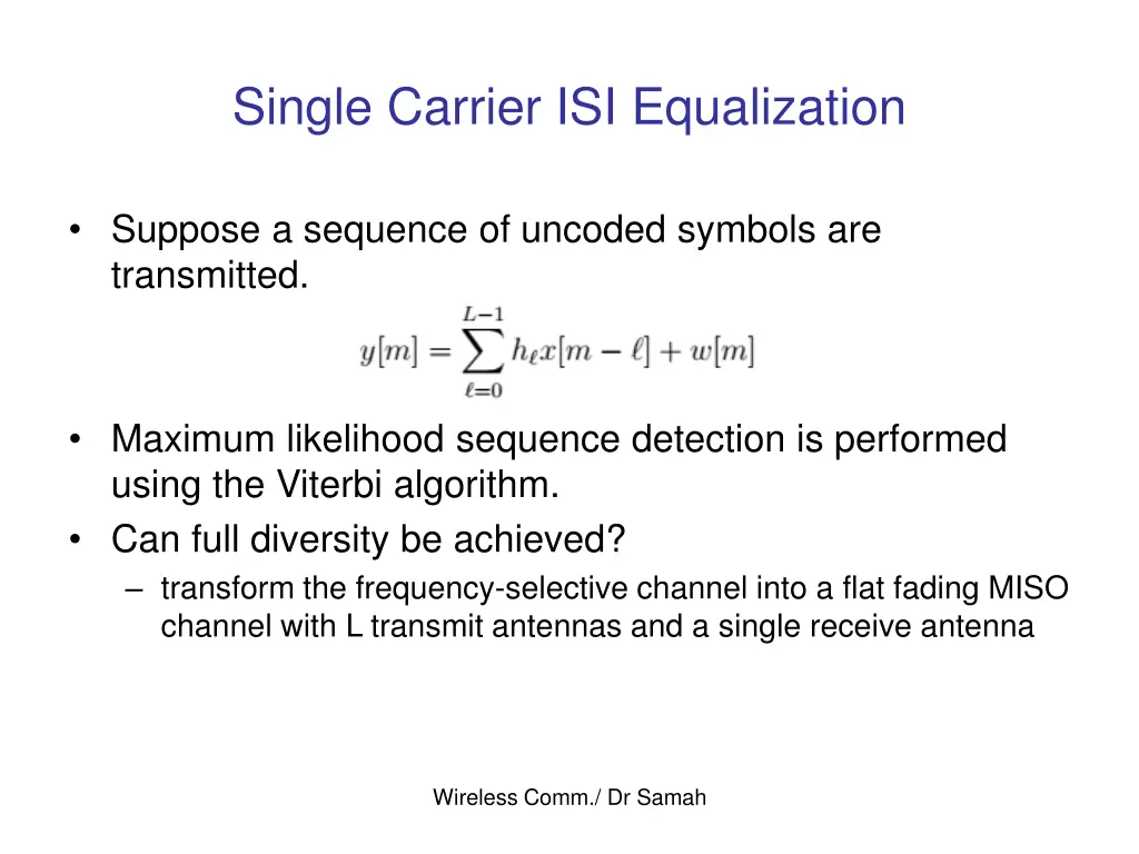 single carrier isi equalization