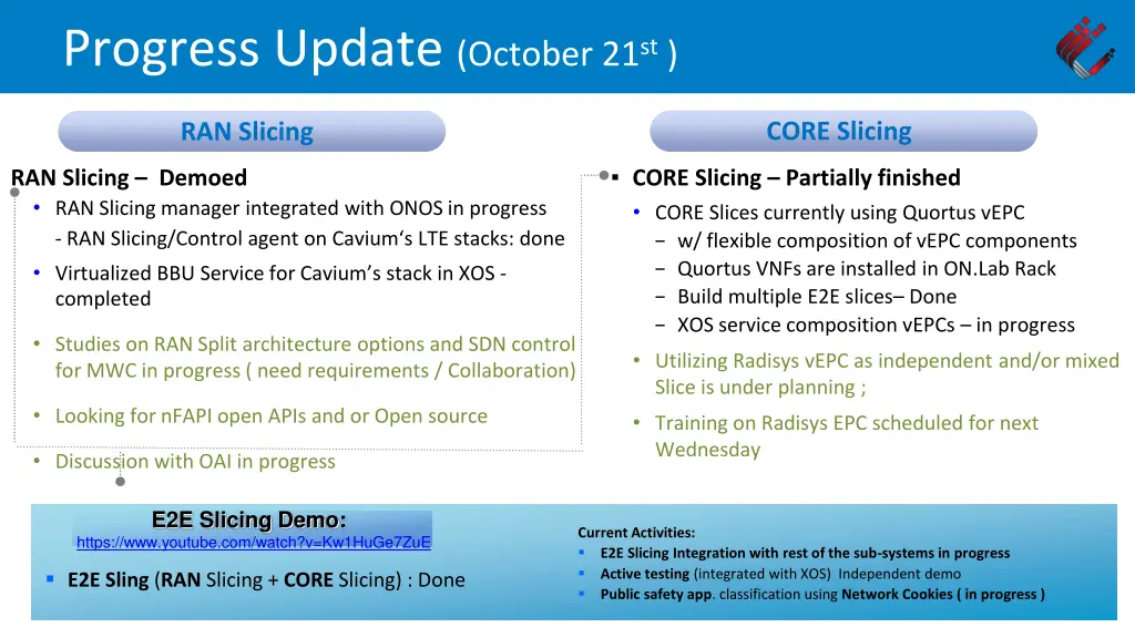 progress update october 21 st