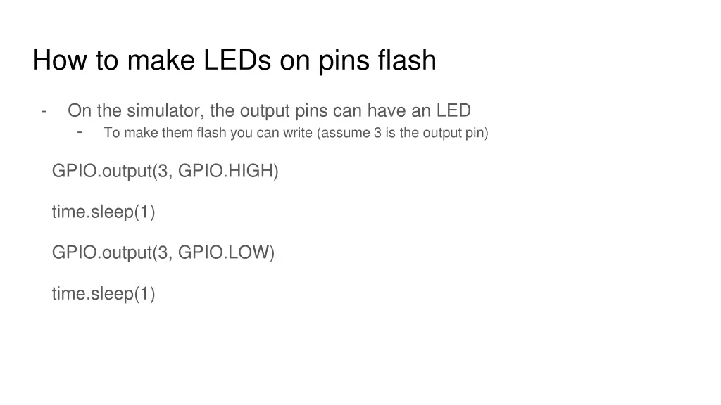 how to make leds on pins flash