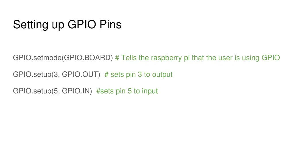 setting up gpio pins