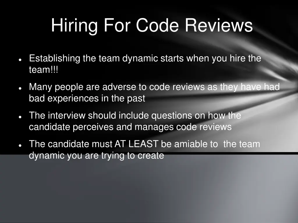 hiring for code reviews