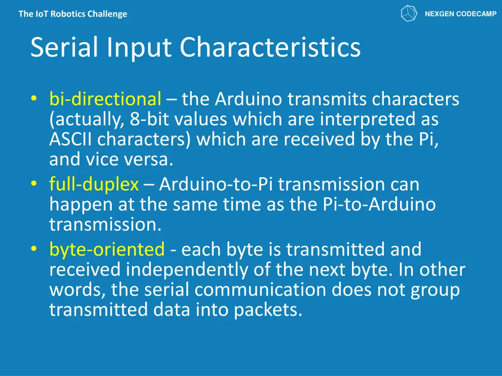 the iot robotics challenge serial input