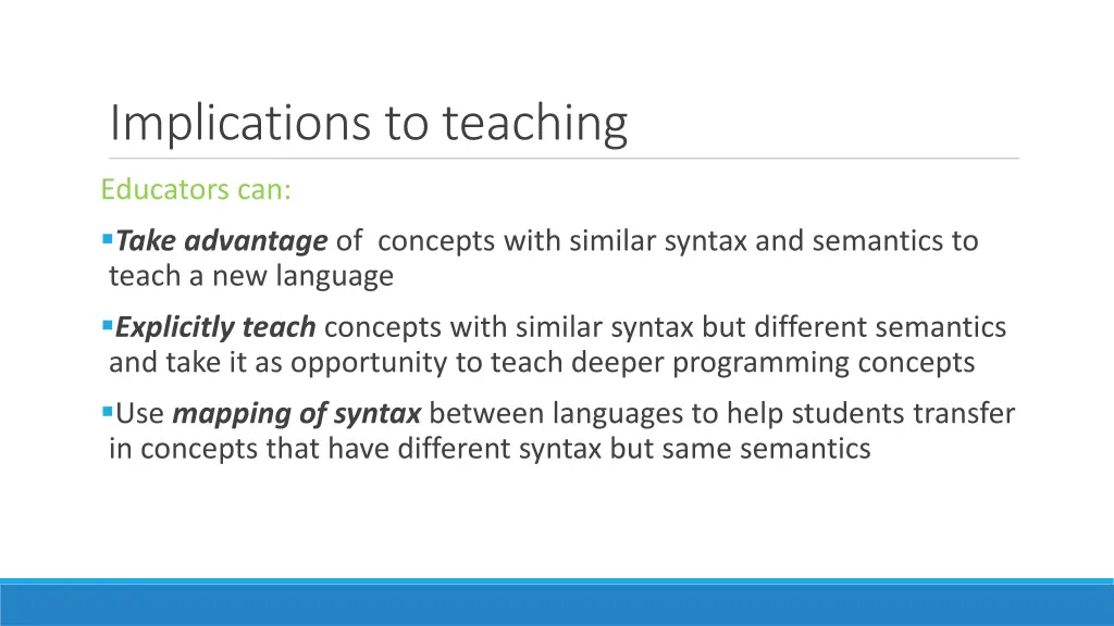 implications to teaching