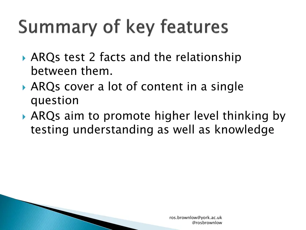 arqs test 2 facts and the relationship between