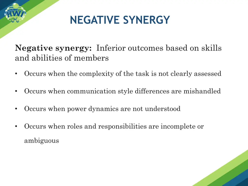 negative synergy