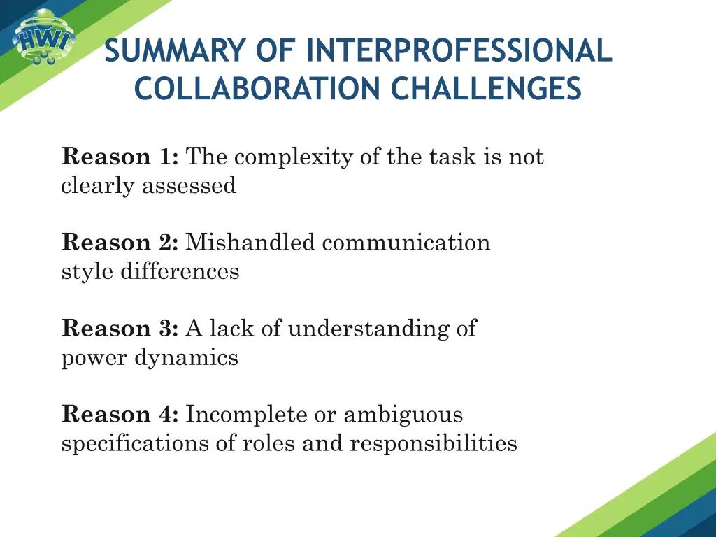 summary of interprofessional collaboration