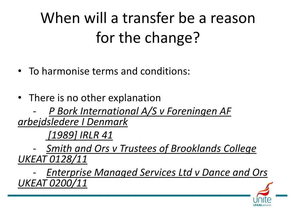 when will a transfer be a reason for the change