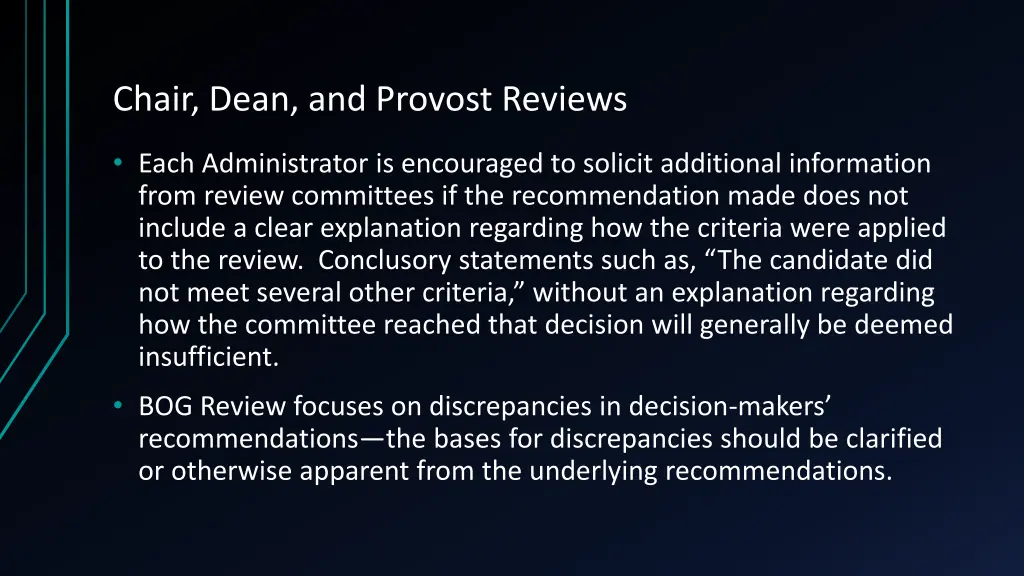chair dean and provost reviews