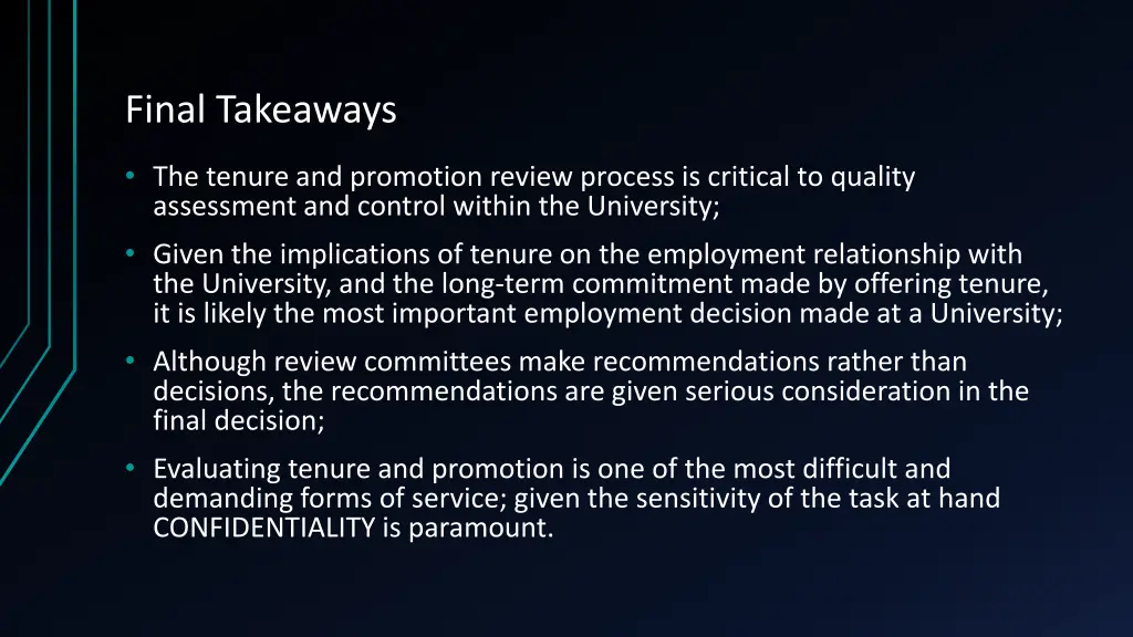 final takeaways