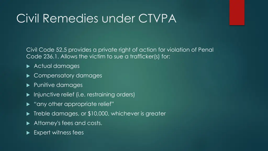 civil remedies under ctvpa