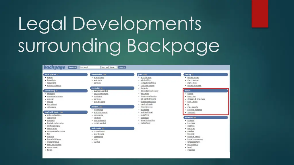 legal developments surrounding backpage