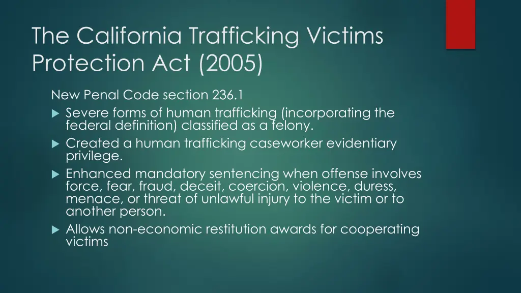 the california trafficking victims protection