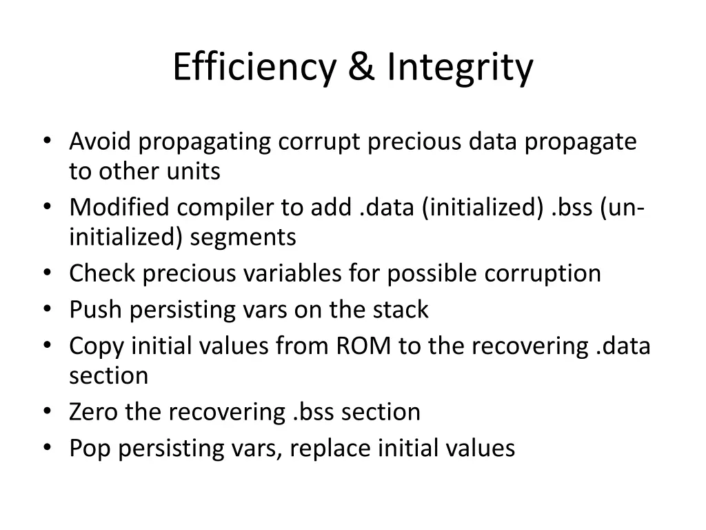efficiency integrity