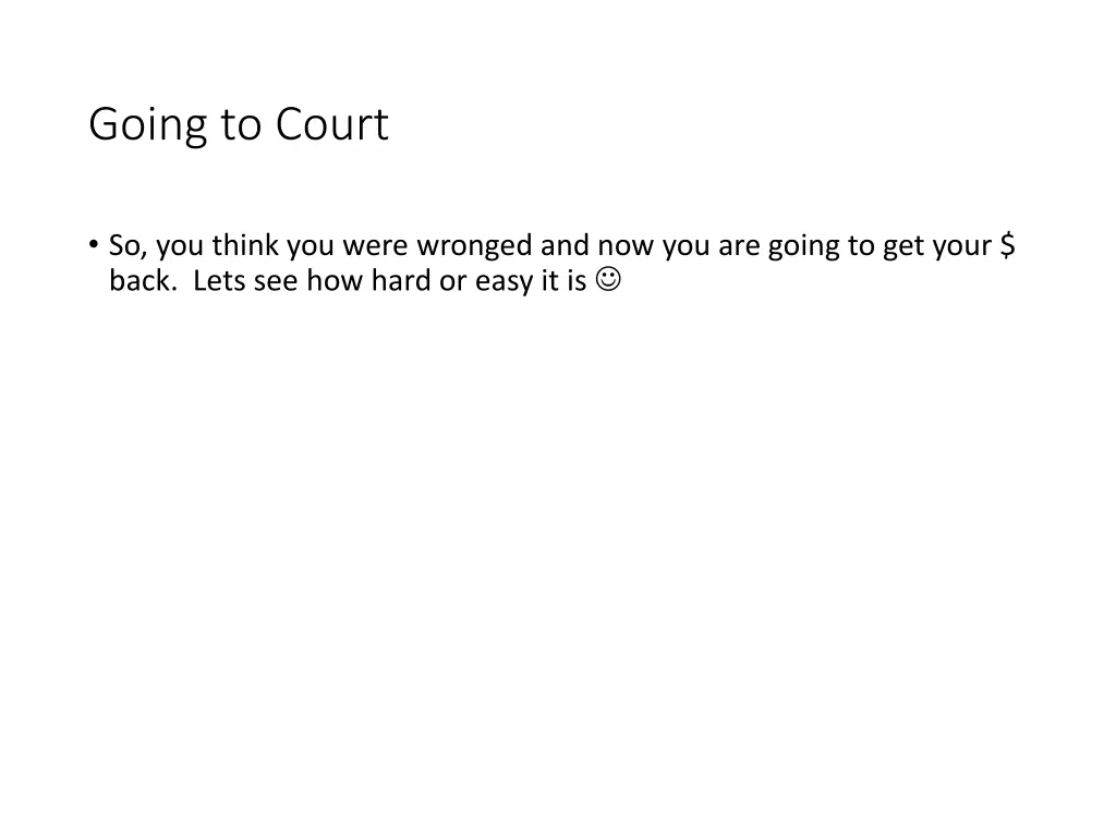 going to court