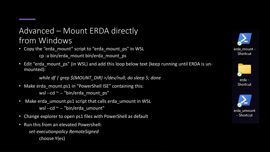 advanced mount erda directly from windows copy