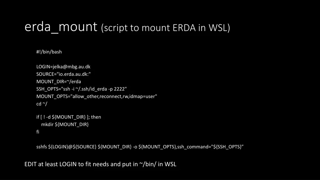 erda mount script to mount erda in wsl