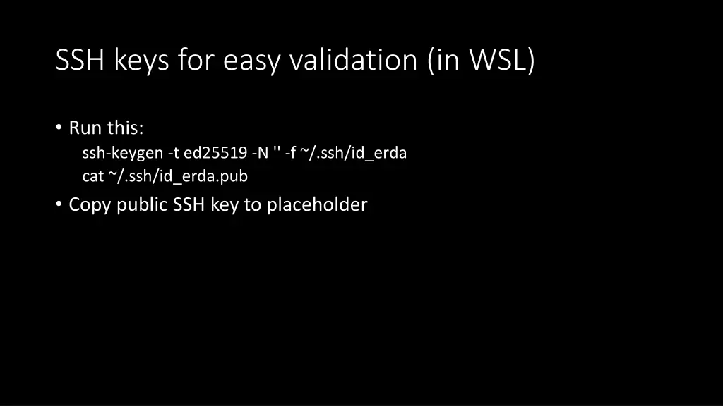 ssh keys for easy validation in wsl