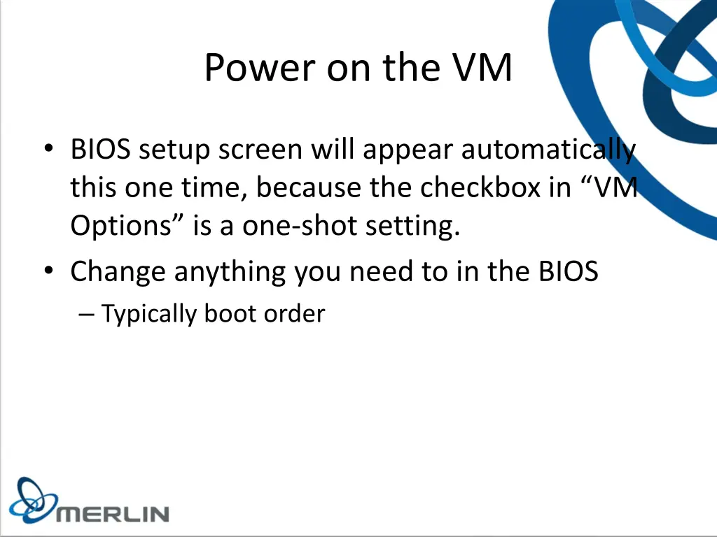 power on the vm