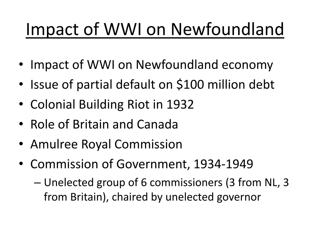 impact of wwi on newfoundland