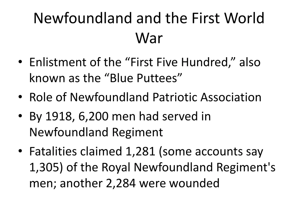 newfoundland and the first world war