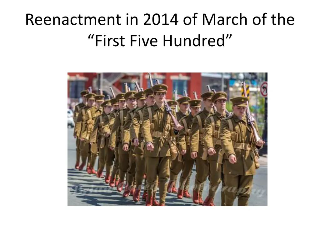 reenactment in 2014 of march of the first five