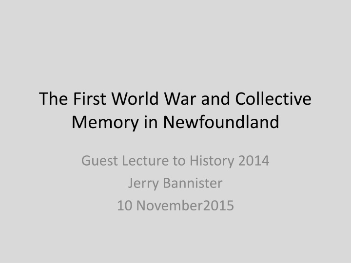 the first world war and collective memory