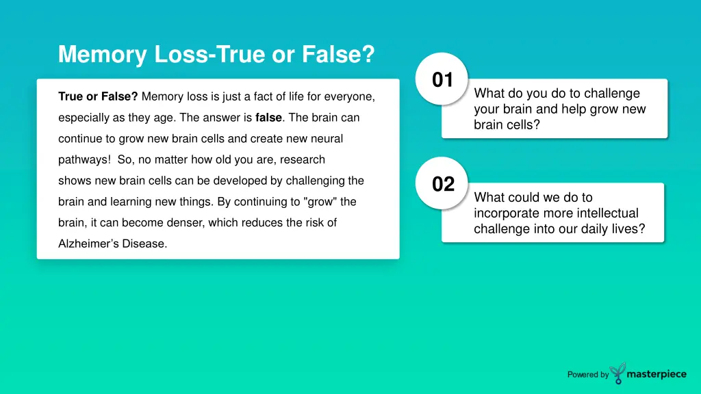 memory loss true or false