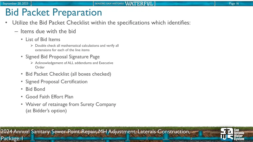 september 20 2023 bid packet preparation utilize