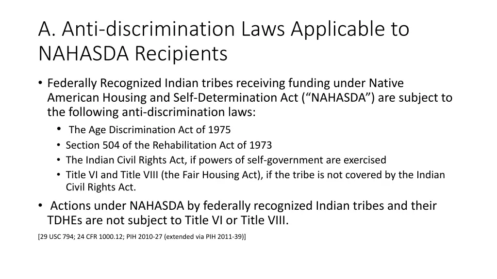 a anti discrimination laws applicable to nahasda