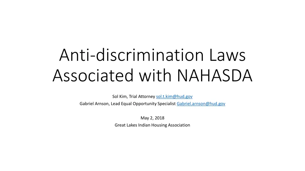 anti discrimination laws associated with nahasda