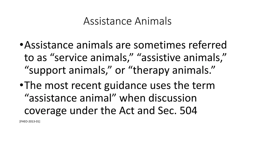 assistance animals