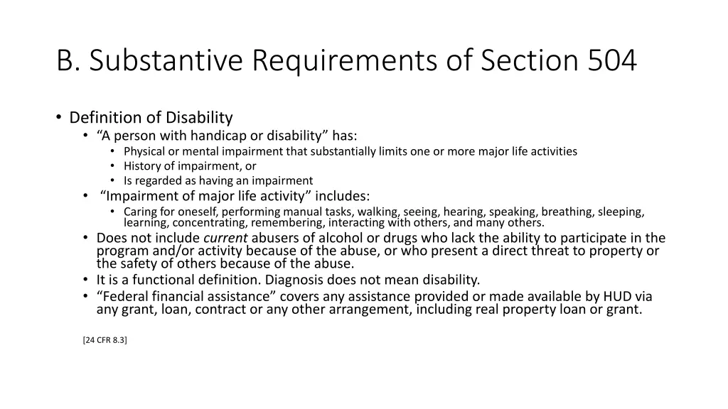 b substantive requirements of section 504 1