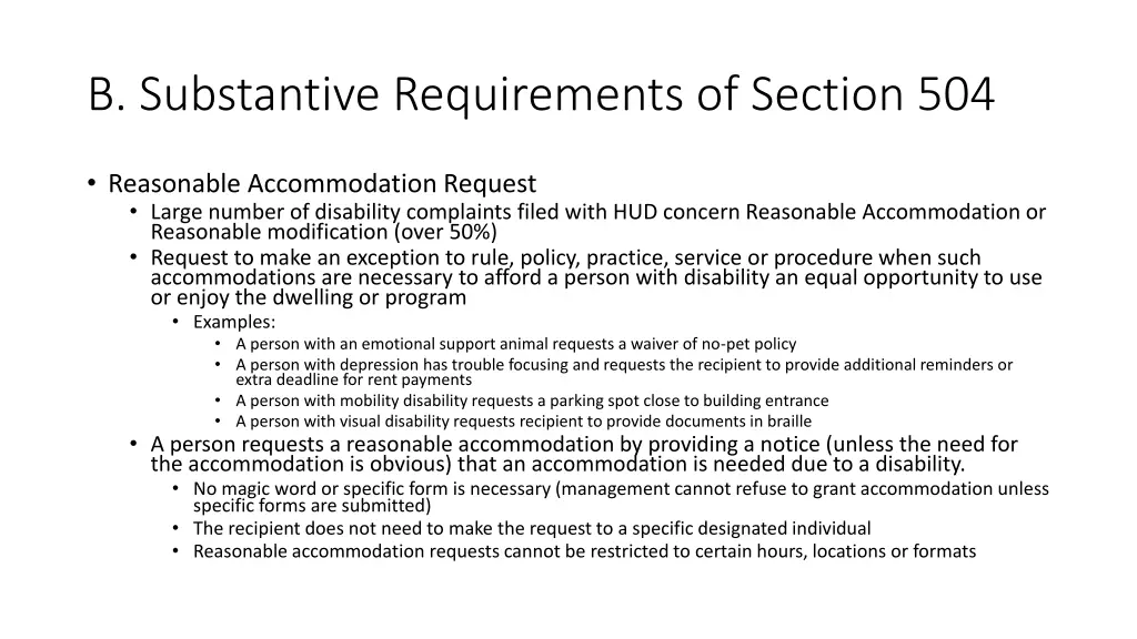 b substantive requirements of section 504 4