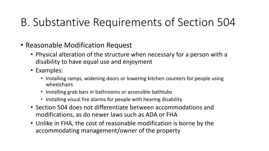 b substantive requirements of section 504 7