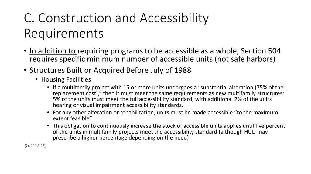 c construction and accessibility requirements