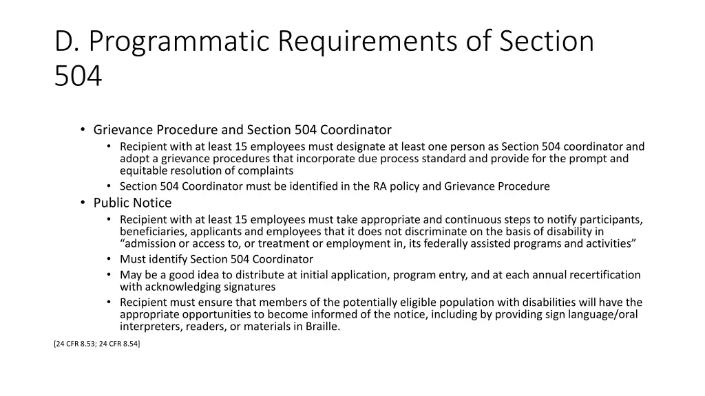 d programmatic requirements of section 504 1