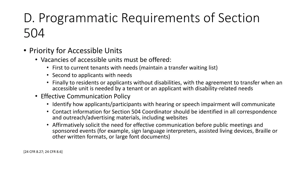 d programmatic requirements of section 504