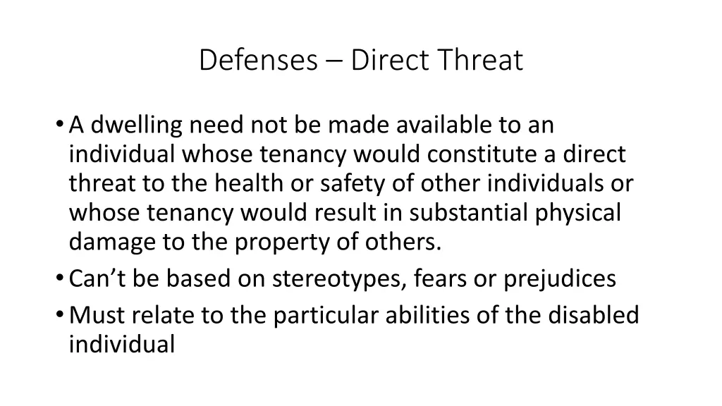 defenses direct threat