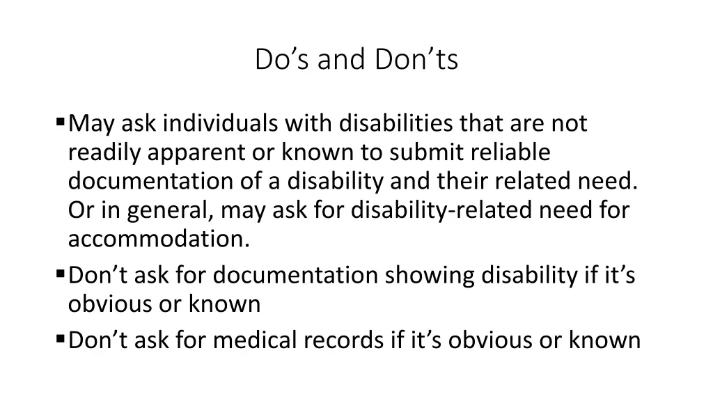 do s and don ts