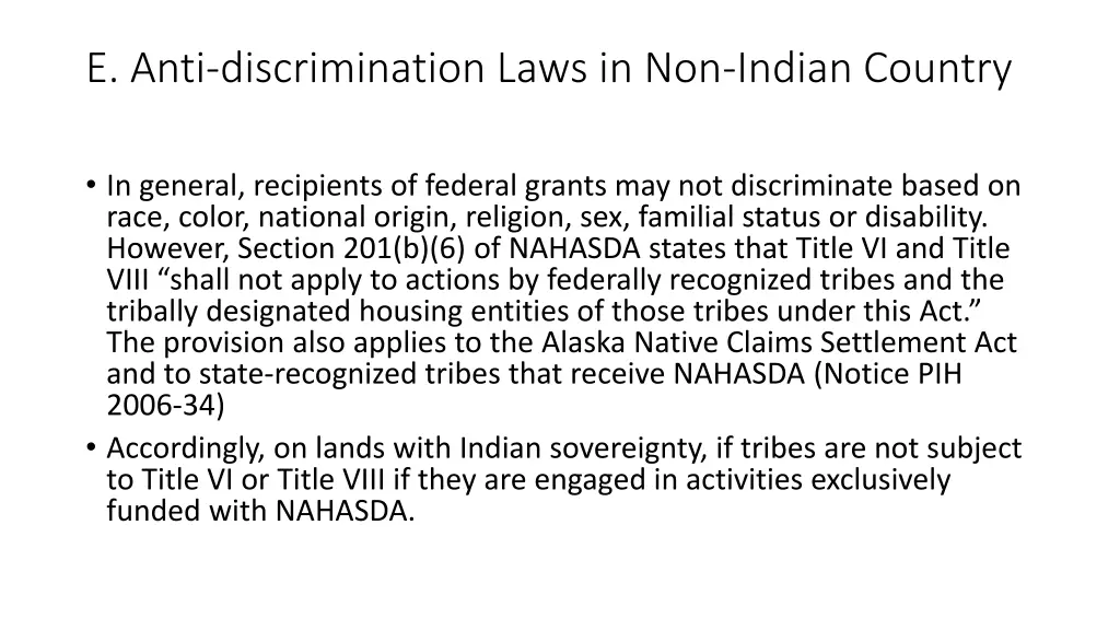 e anti discrimination laws in non indian country