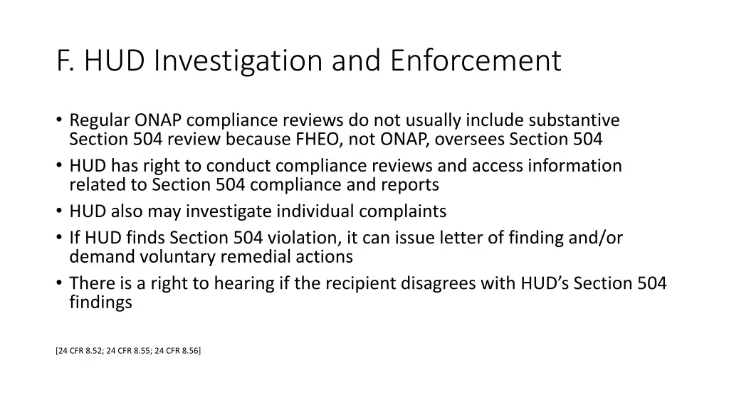 f hud investigation and enforcement
