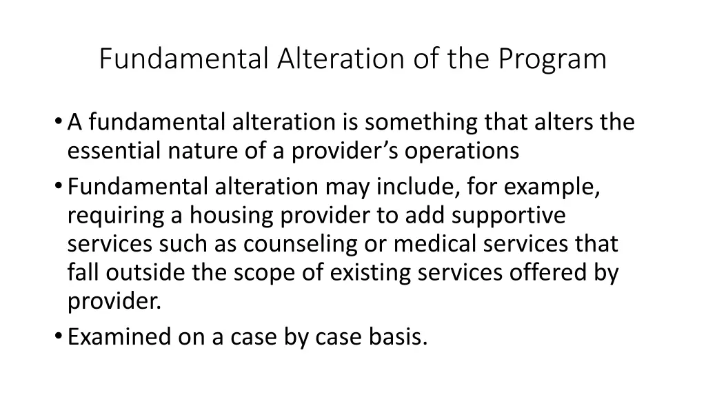 fundamental alteration of the program