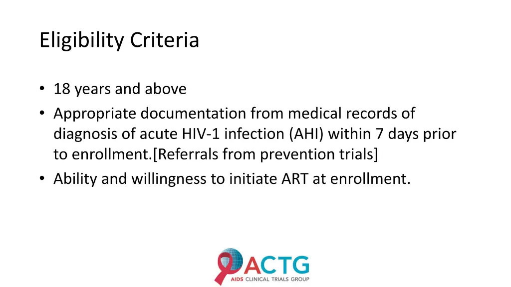 eligibility criteria