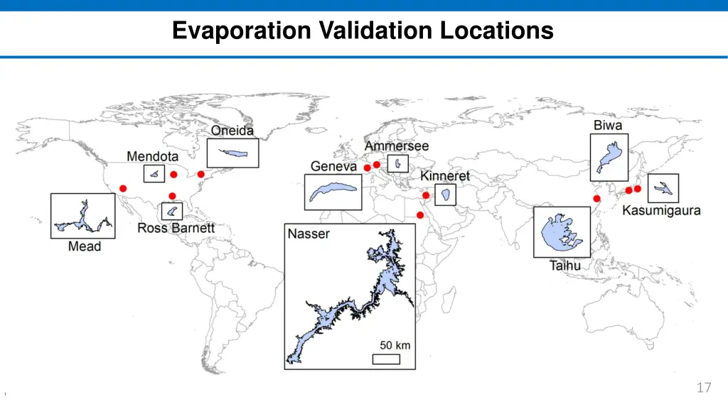 evaporation validation locations