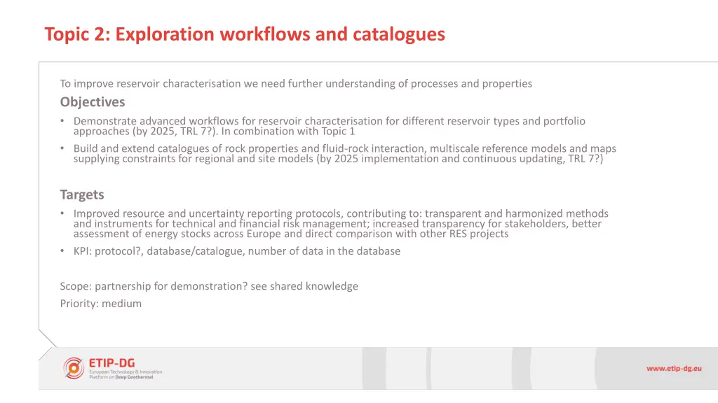 topic 2 exploration workflows and catalogues