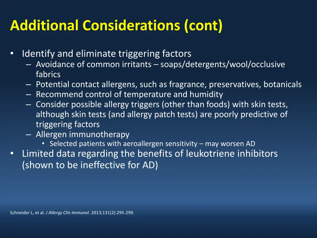 additional considerations cont