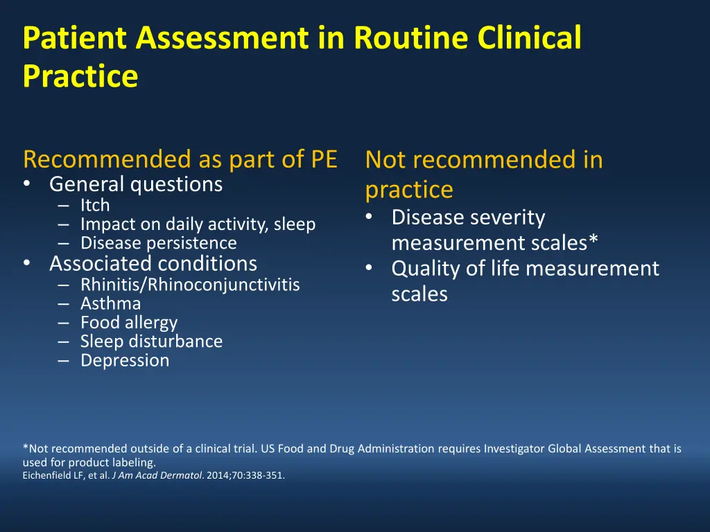 patient assessment in routine clinical practice
