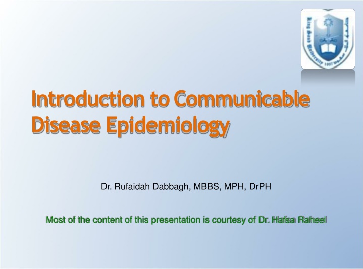 introduction to communicable disease epidemiology