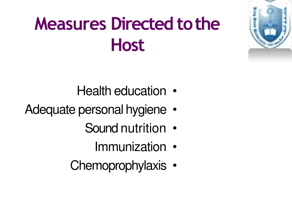 measures directed tothe host